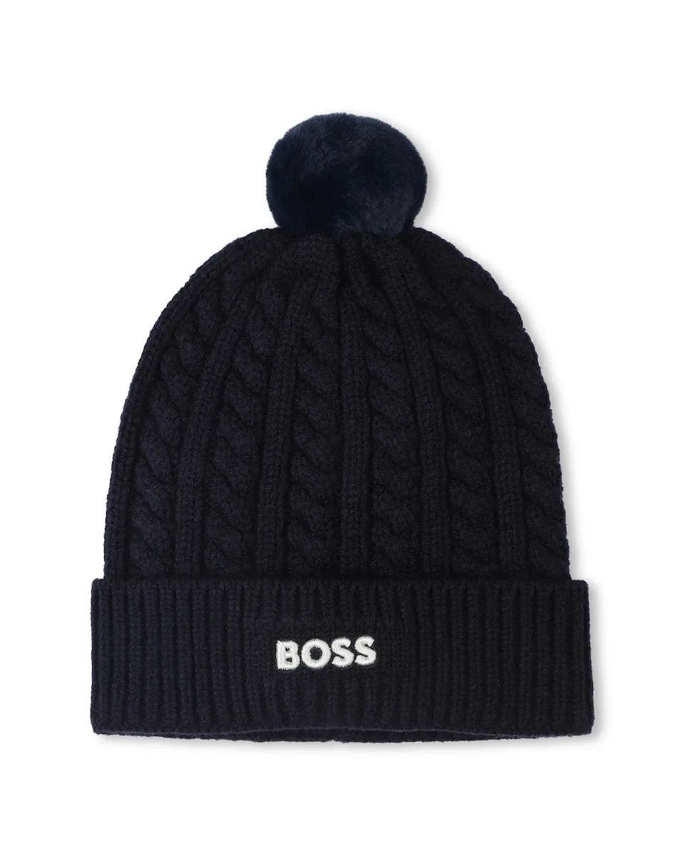 

Детская шапочка для мальчика из вискозы BOSS Kidswear, черный