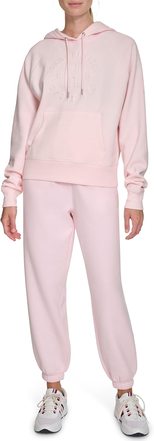 Женская толстовка с капюшоном и тисненым логотипом Tommy Hilfiger свободного кроя, Powder Pink — фото 2