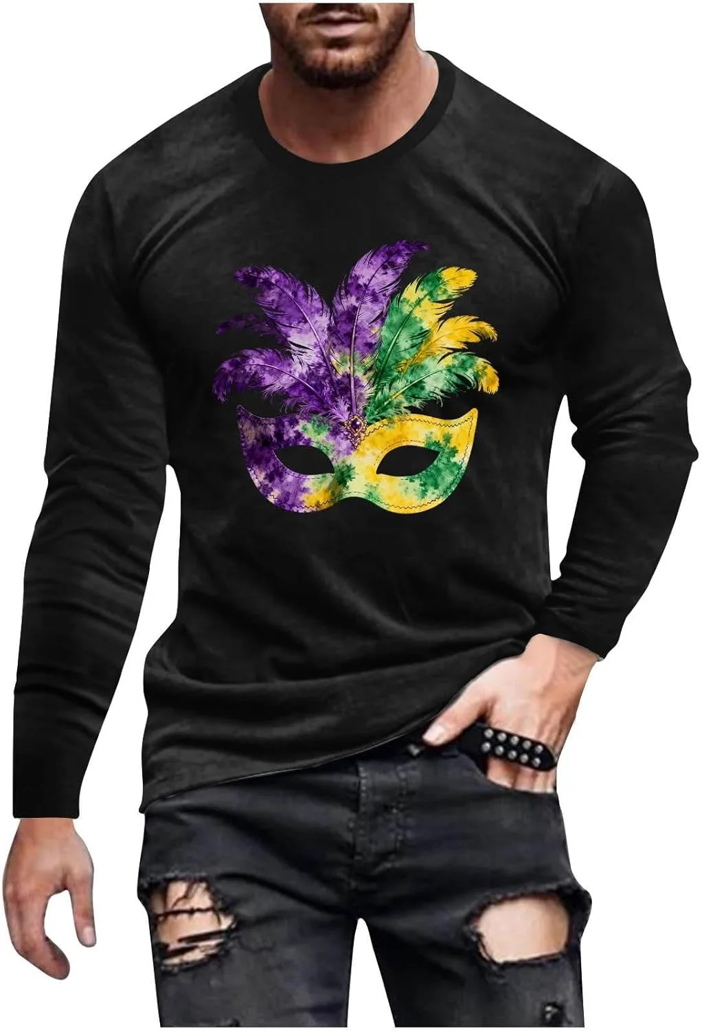 

Футболка Carnival Day для мужчин, легкая, с длинным рукавом и свободным кроем