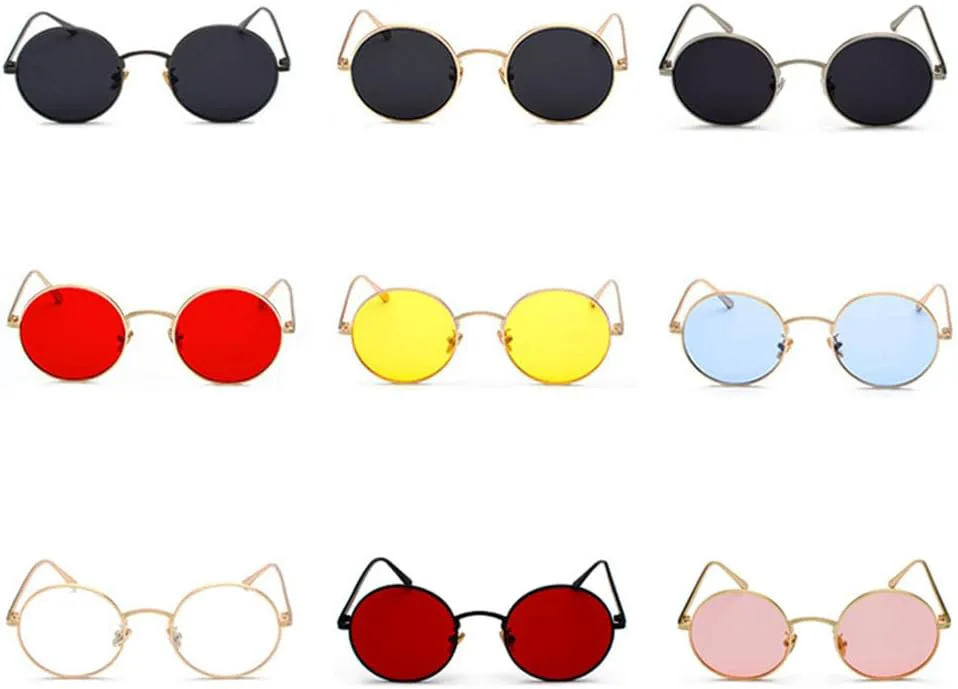 

Солнцезащитные очки в золотой круглой металлической оправе для мужчин, ретро-стиль для женщин, летние солнцезащитные очки с красными линзами VFDHN, Gold With Pink