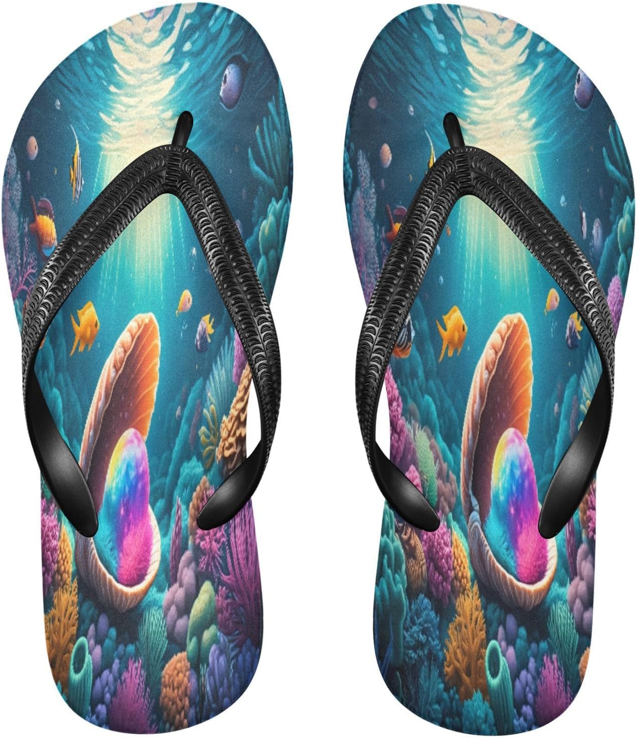 

Жемчужные коралловые рыбки, бирюзовые шлепанцы, пляжный душ, вьетнамки, резиновые нескользящие летние тапочки для женщин и мужчин Sinestour