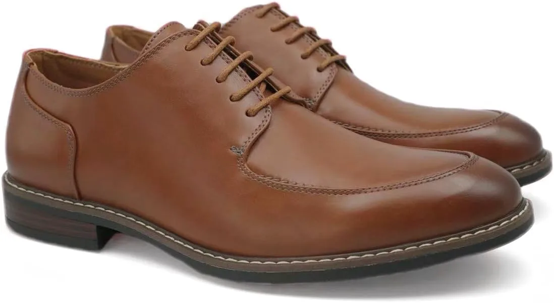 Туфли Finishing & Sewing Men's Moc Toe Lace Up Oxford Dress Shoes, коричневый — фото 2