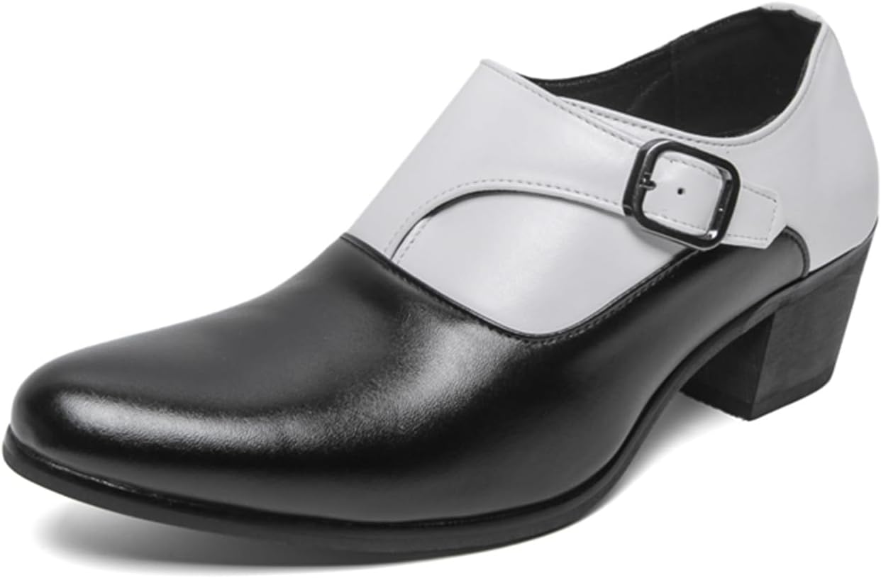 

Мужские двухцветные туфли-лоферы из натуральной кожи на массивном каблуке с пряжкой типа 'монах', модные с остроконечным носком, высокие туфли Стиль Челси-Оксфорд, повседневные, деловые и официальные Qklmwes, белый