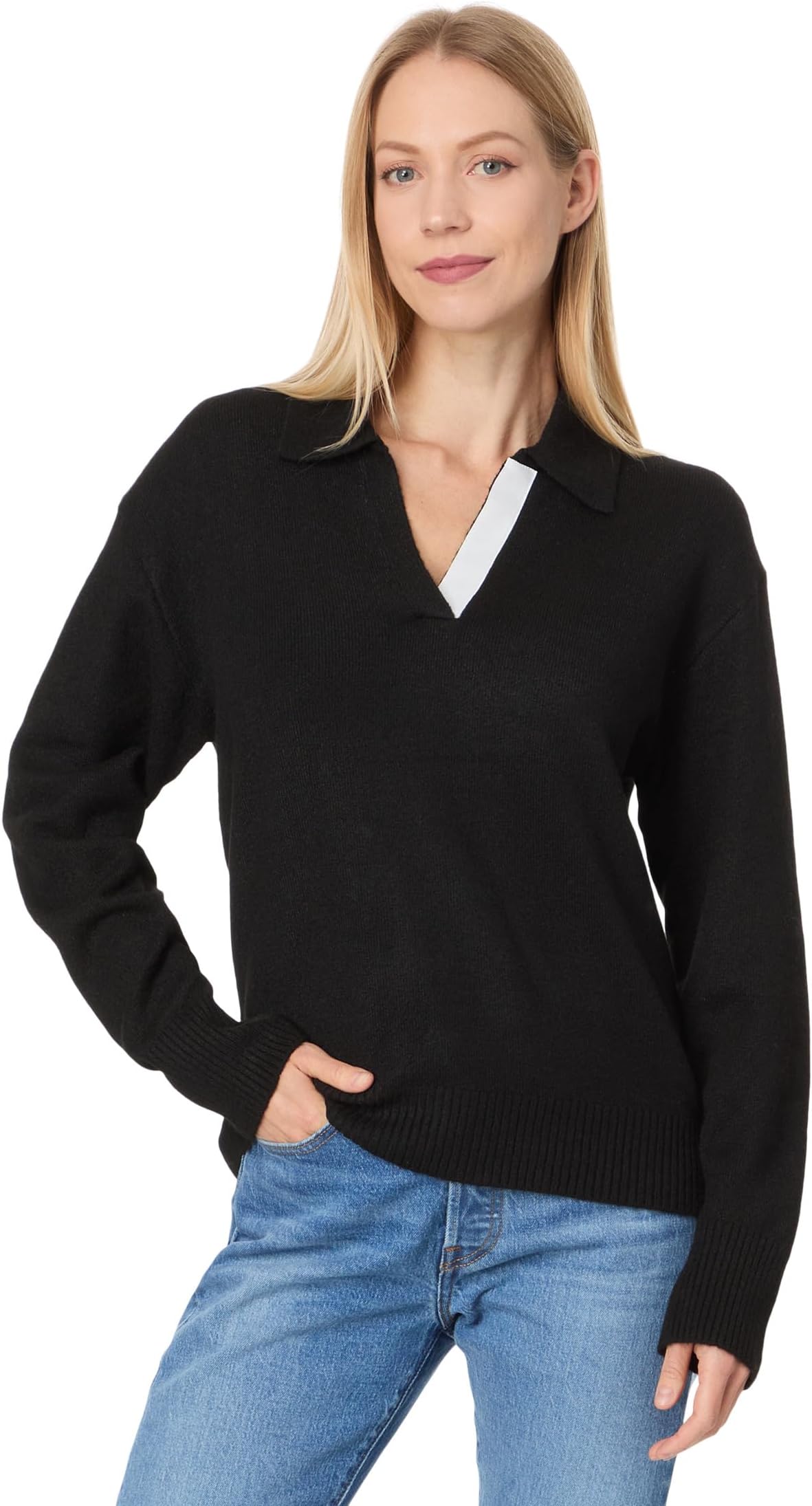 

Свитер Michael Stars Jonas Johnny Collar Sweater, черный