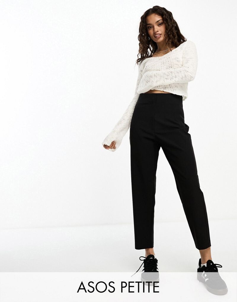 

ASOS DESIGN Petite – черные брюки с декоративными швами на талии