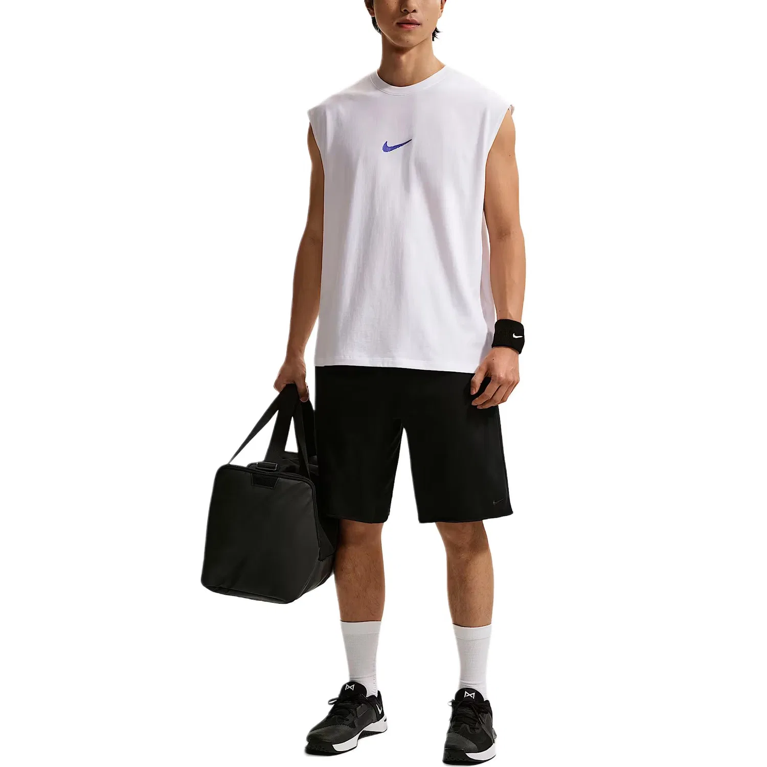 Майка мужская White/Persian Purple, с круглым вырезом, средней посадки Nike — фото 4
