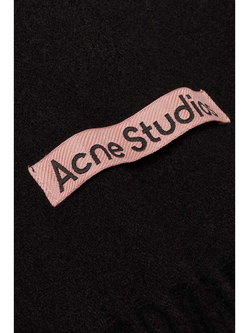 Канадский узкий шерстяной шарф с бахромой Acne Studios, черный — фото 2
