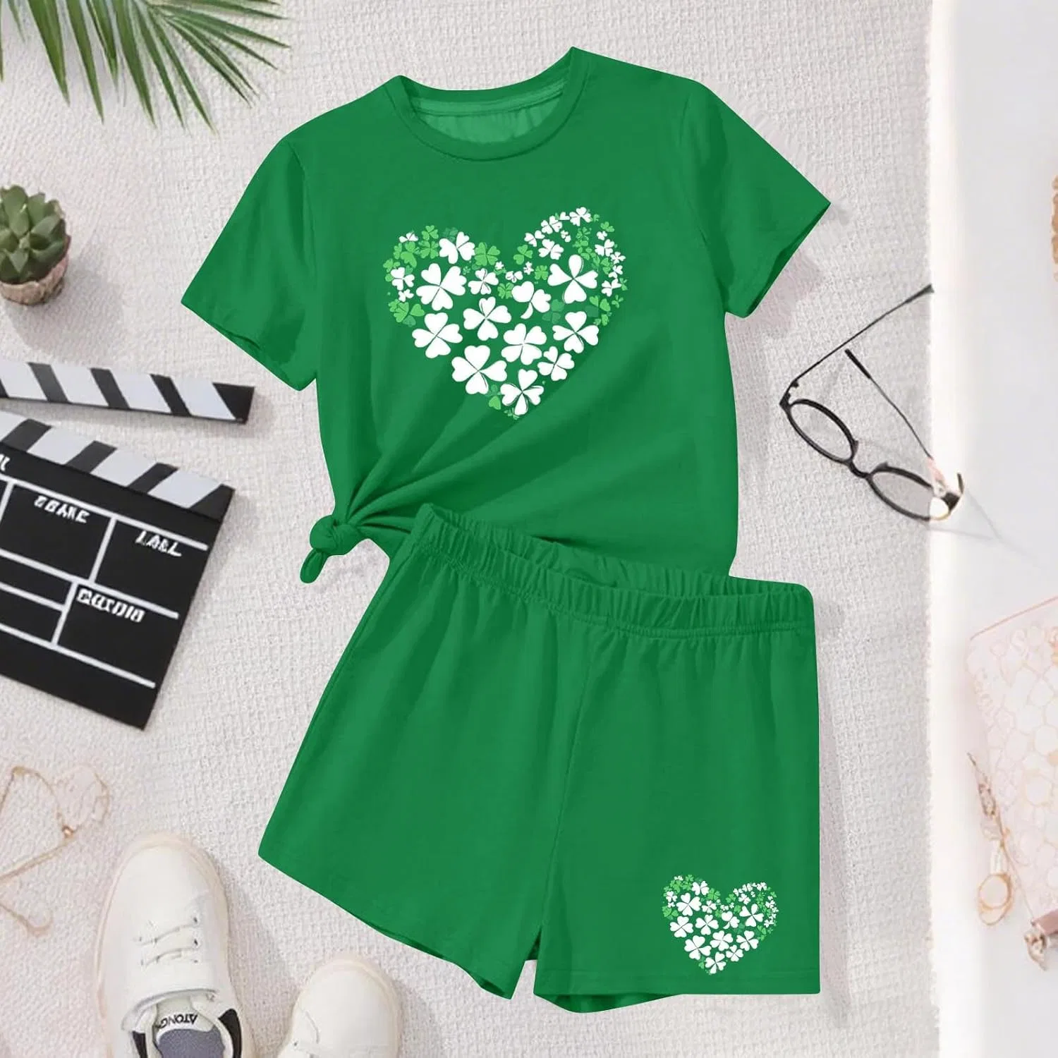 Детский спортивный костюм с принтом Shamrock Zzalalana, зеленый — фото 3