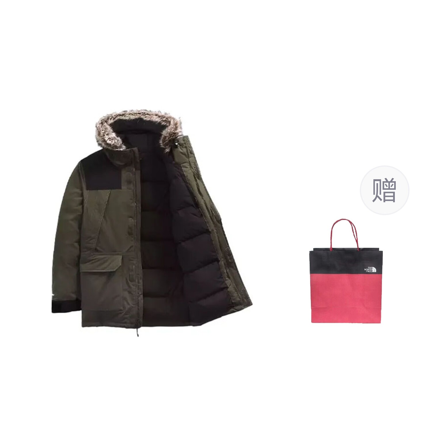 

Пуховик мужской коричневый зеленый + подарочный пакет The North Face