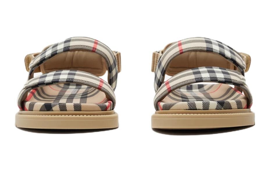 Детские сандалии на плоской подошве в винтажную клетку Burberry, коричневый — фото 3