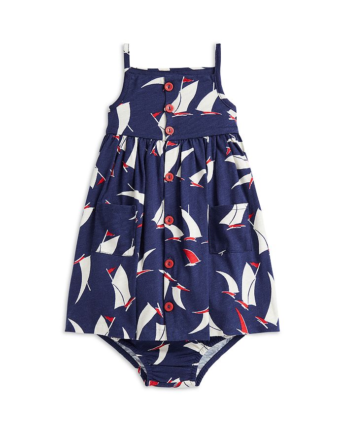 

Платье и шортики для девочки с принтом "Парусник" из хлопка - Baby Ralph Lauren, мультиколор