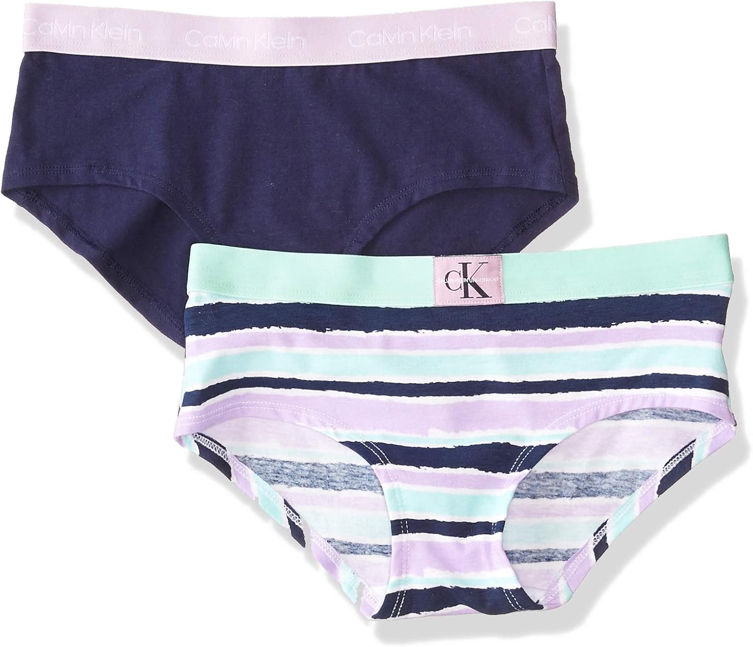 Нижнее белье Calvin Klein для девочек, современное, хлопковое, хипстерское, упаковка, 2 Pack - Cool Tie Dye/Symphony