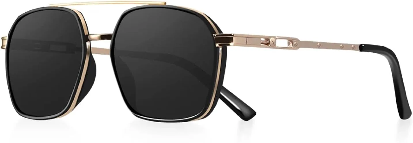 

Мужские солнцезащитные очки для активного отдыха и рыбалки, винтажные ретро-панк очки для мужчин и женщин с защитой от УФ-излучения TKKTLLT, C2 Gold Black