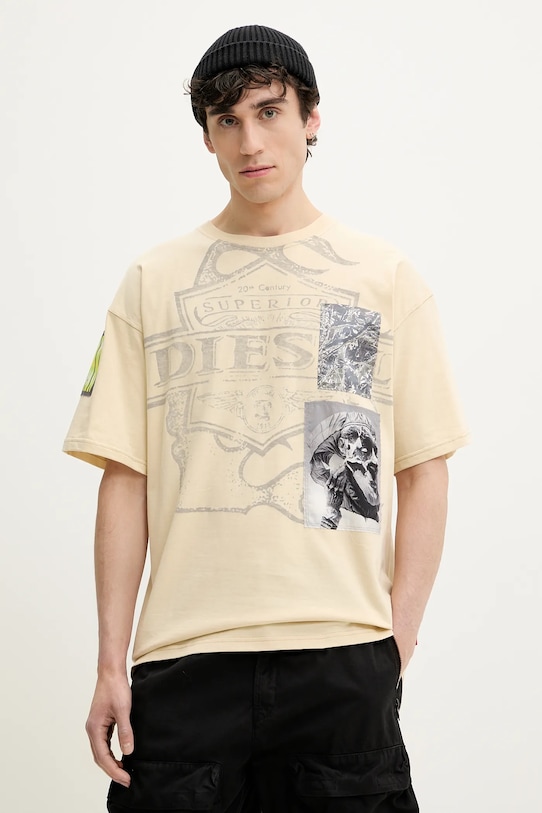 

Хлопковая футболка T-BOX T-SLITS-R6 Diesel, бежевый