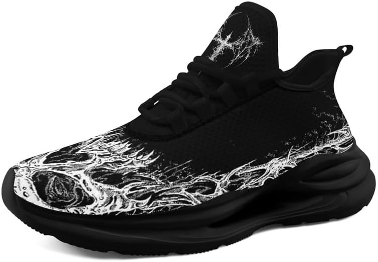 

Готические кроссовки для мужчин и женщин, спортивная обувь в стиле Дарк Арт с черепом, легкие сетчатые кроссовки, панк-стритвир, беговые кроссовки Awsole, белый/черный