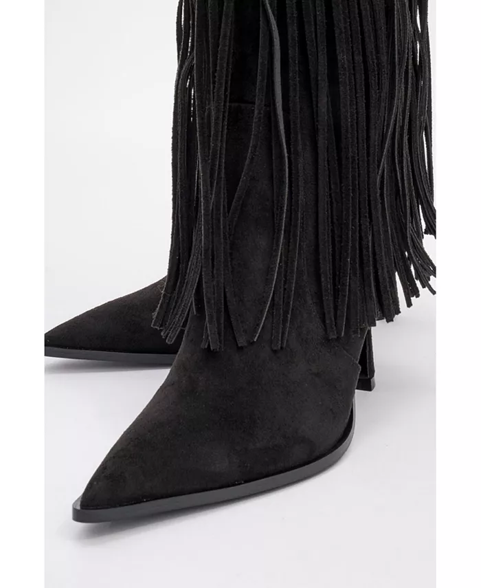 Ботинки с острым носком и бахромой Gueras (женские) Prologue Shoes, черный — фото 3