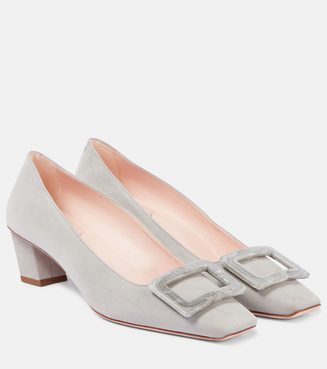 Туфли-лодочки Belle Vivier 45 из кожи Roger Vivier, Grigio Chiaro