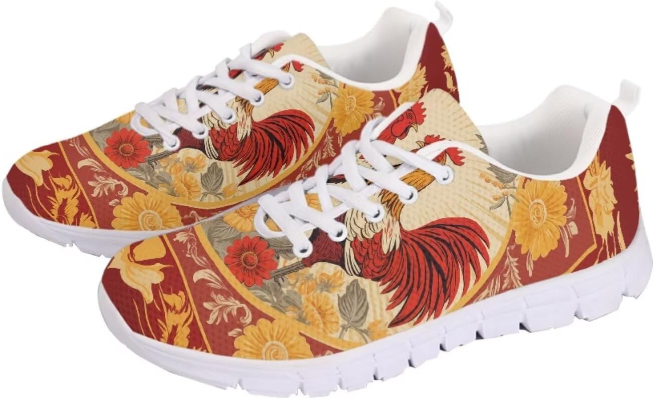 

Кроссовки chaqlin для женщин и мужчин, дышащие сетчатые беговые кроссовки, противоскользящие повседневные спортивные прогулочные кроссовки, Rooster Floral Bohemian