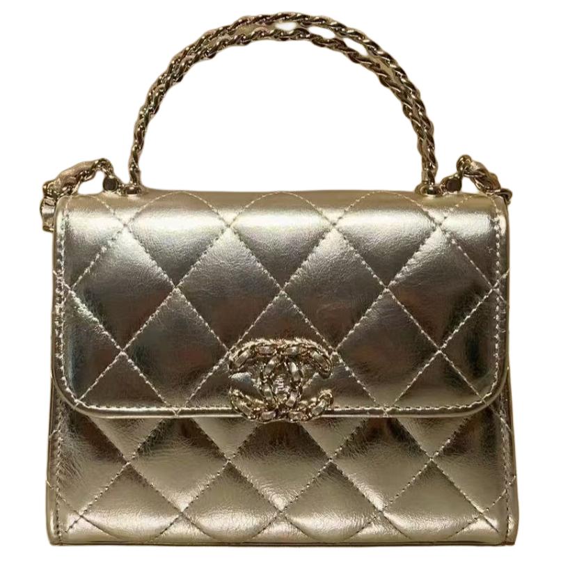 

CHANEL Кожаная сумка через плечо женская золотистая