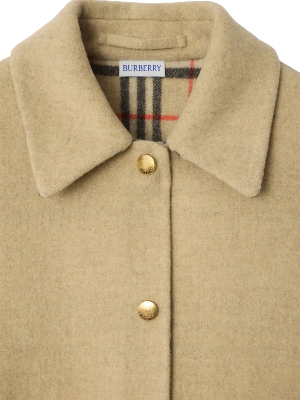 Куртка-рубашка Burberry шерстяная с подкладкой в клетку, нейтральная — фото 3