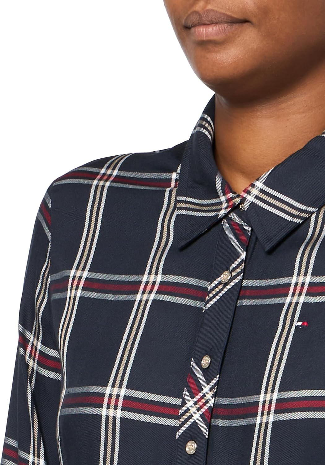Женское клетчатое платье Tommy Hilfiger Ashbury с завязкой на талии и пуговицами спереди, Sky Captain Multi — фото 3