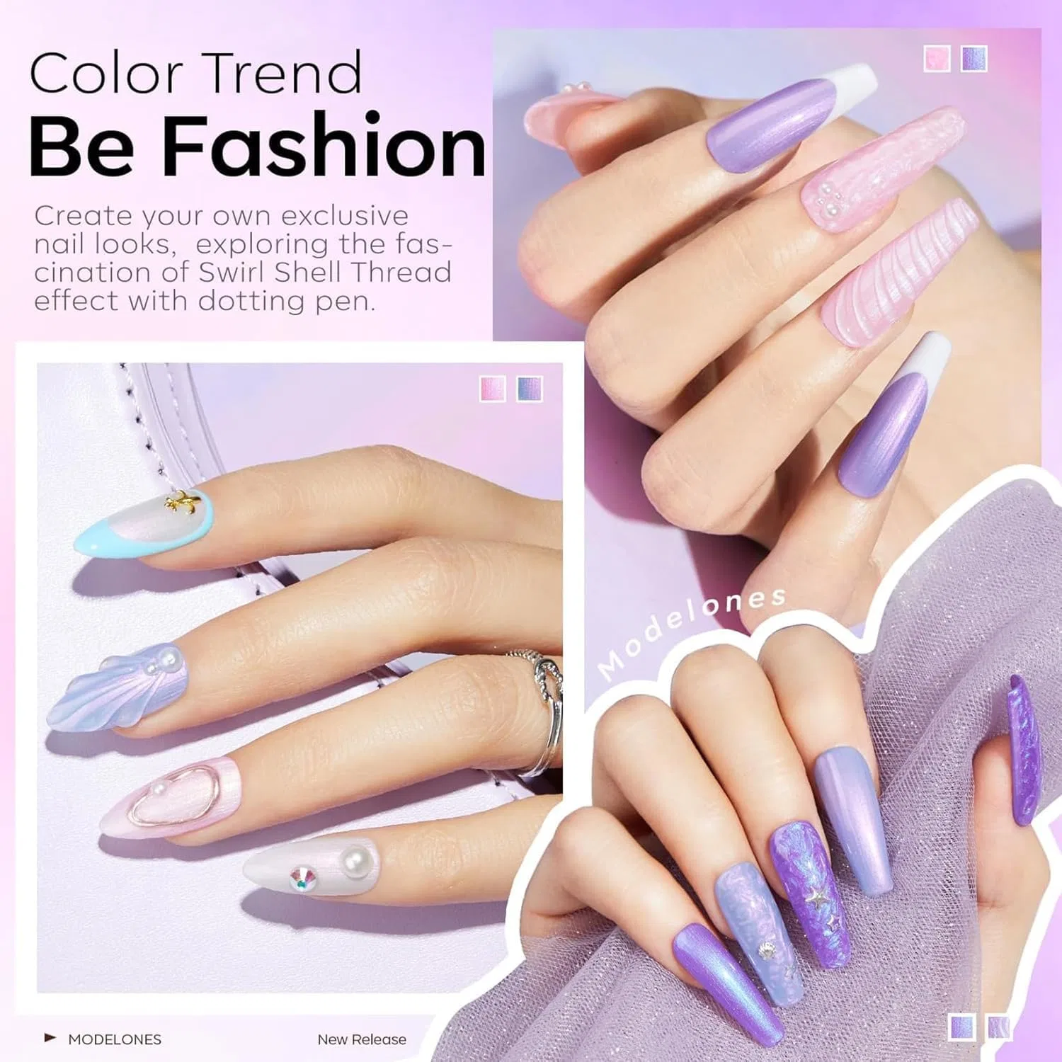 Набор УФ-лаков для ногтей Modelones, 32 предмета Modelones, White Purple Blue — фото 4