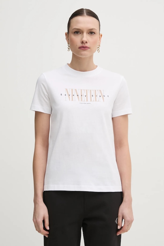 

Хлопковая футболка Calvin Klein Jeans, белый