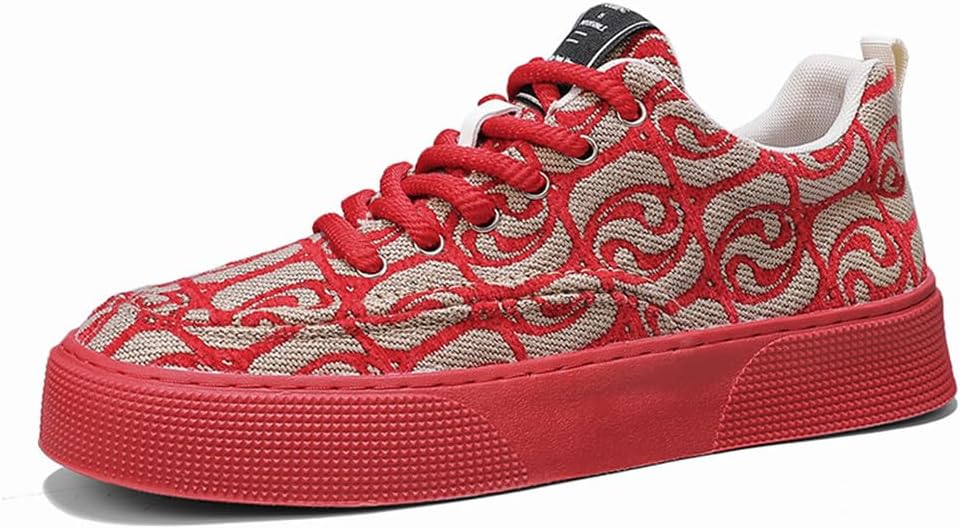 

Мужские кеды NCNDB с модным узором «Счастливая облачность», повседневные, на мягкой подошве, низкие спортивные кроссовки из холста, красный