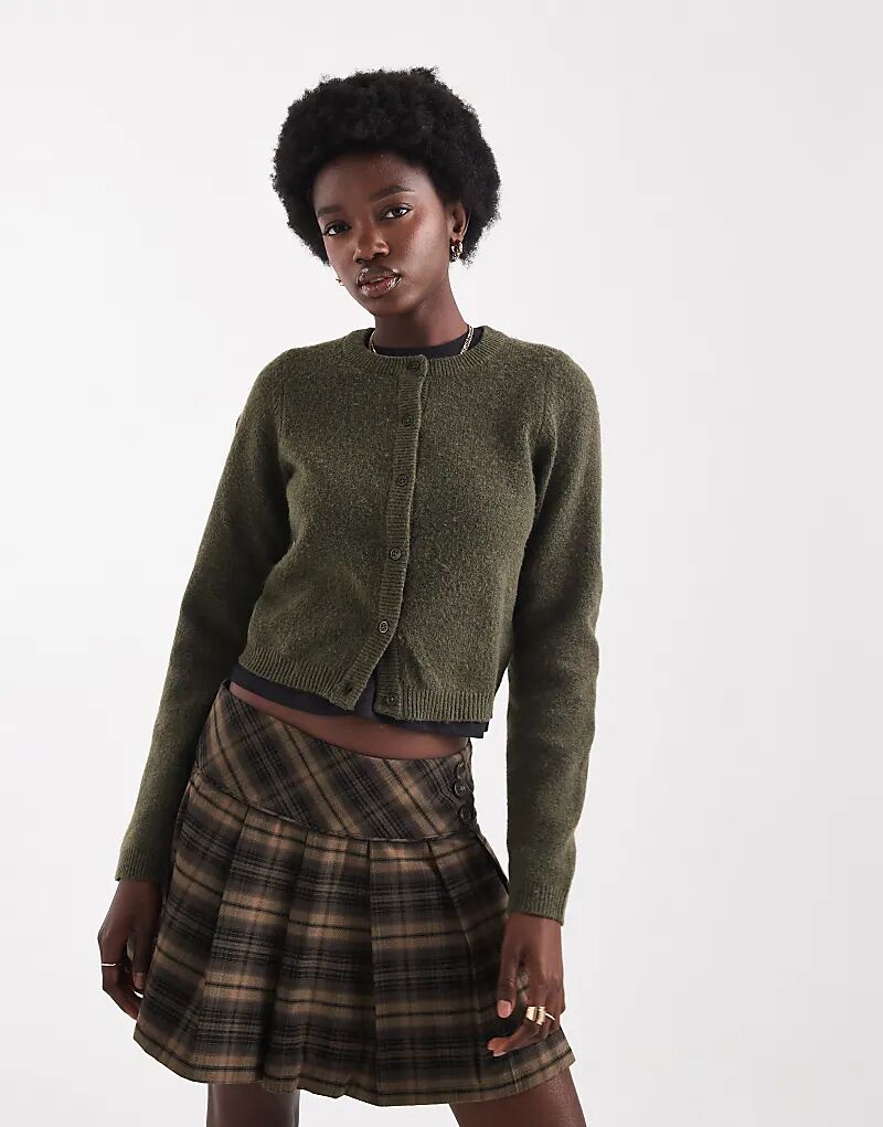 

Мягкий кардиган Brave Soul с круглым вырезом цвета хаки