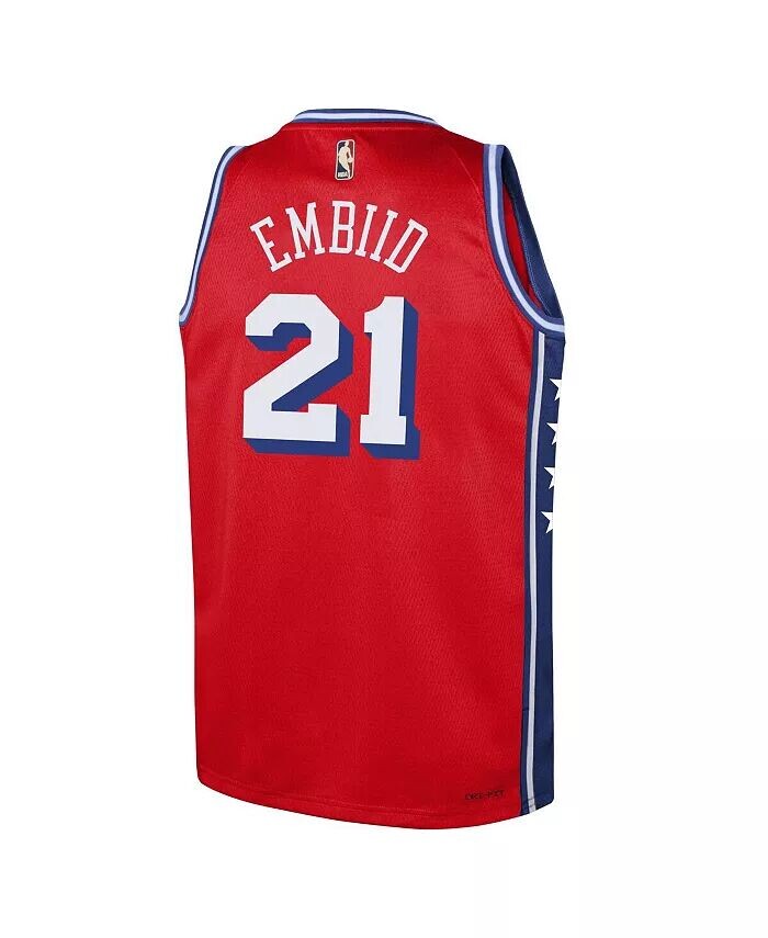 Джерси Big Boys Joel Embiid Red Philadelphia 76ers 2022/23 Swingman - Statement Edition Jordan — фото 2