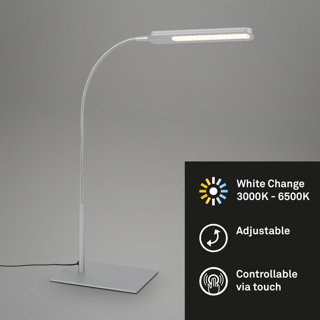 

Светодиодная настольная лампа для офиса с регулируемой яркостью CCT Touch 8W серебристый пластик Briloner, серебро