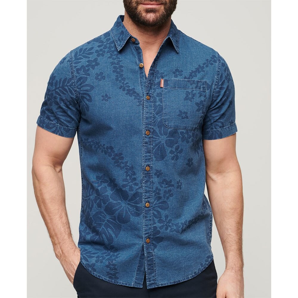 

Рубашка с коротким рукавом Superdry Vintage Loom, синий