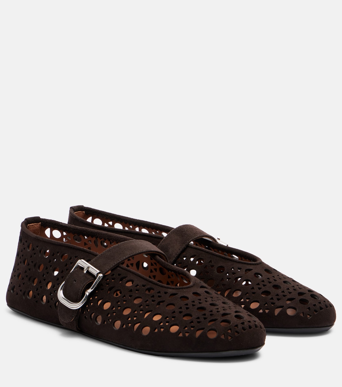 Венские балетки из замши Alaïa, Brun Fonce