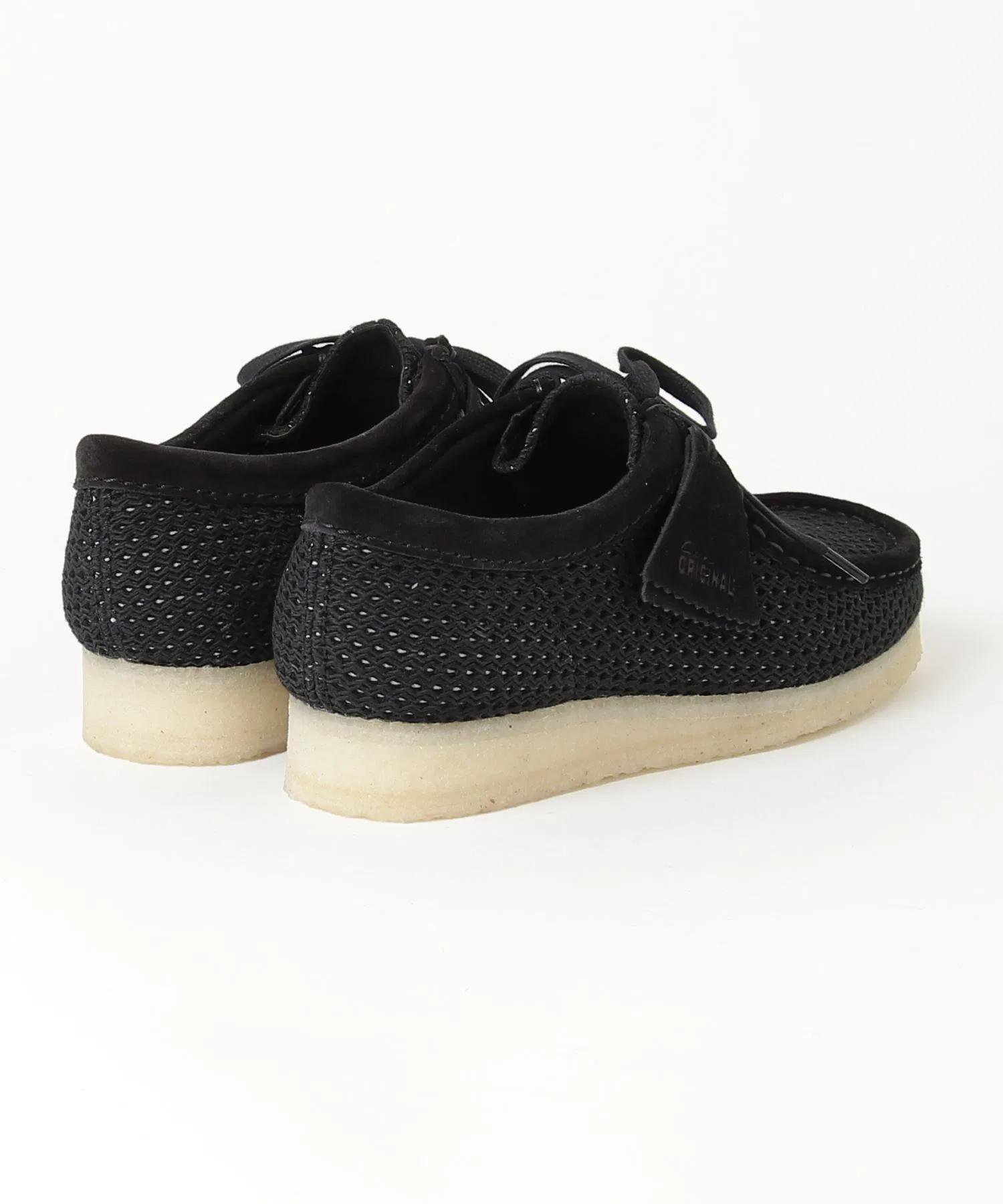 Мужские мокасины из сетки Clarks Wallabee чёрные — фото 2