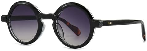 

Популярные модные круглые солнцезащитные очки для женщин, ретро-градиентные очки с защитой от УФ-излучения UV400, модные панк-очки с заклепками для мужчин MTZJH, Black Gray Gradient