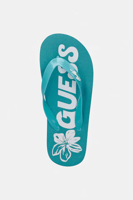 Шлепанцы детские синтетические Guess, бирюзовый — фото 4