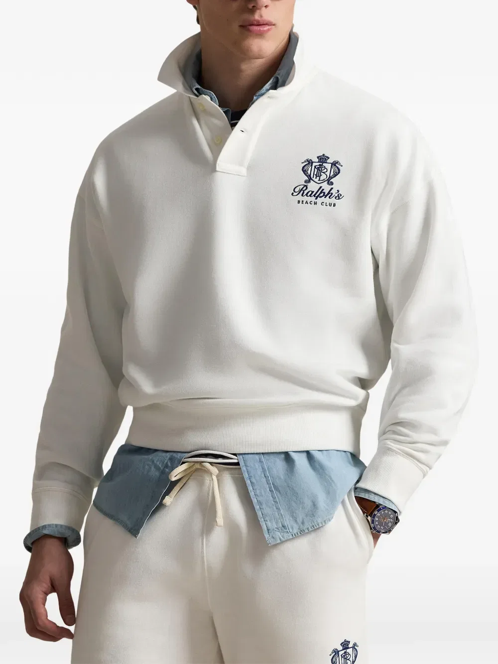Рубашка-поло с длинными рукавами Polo Ralph Lauren, нейтральный — фото 3
