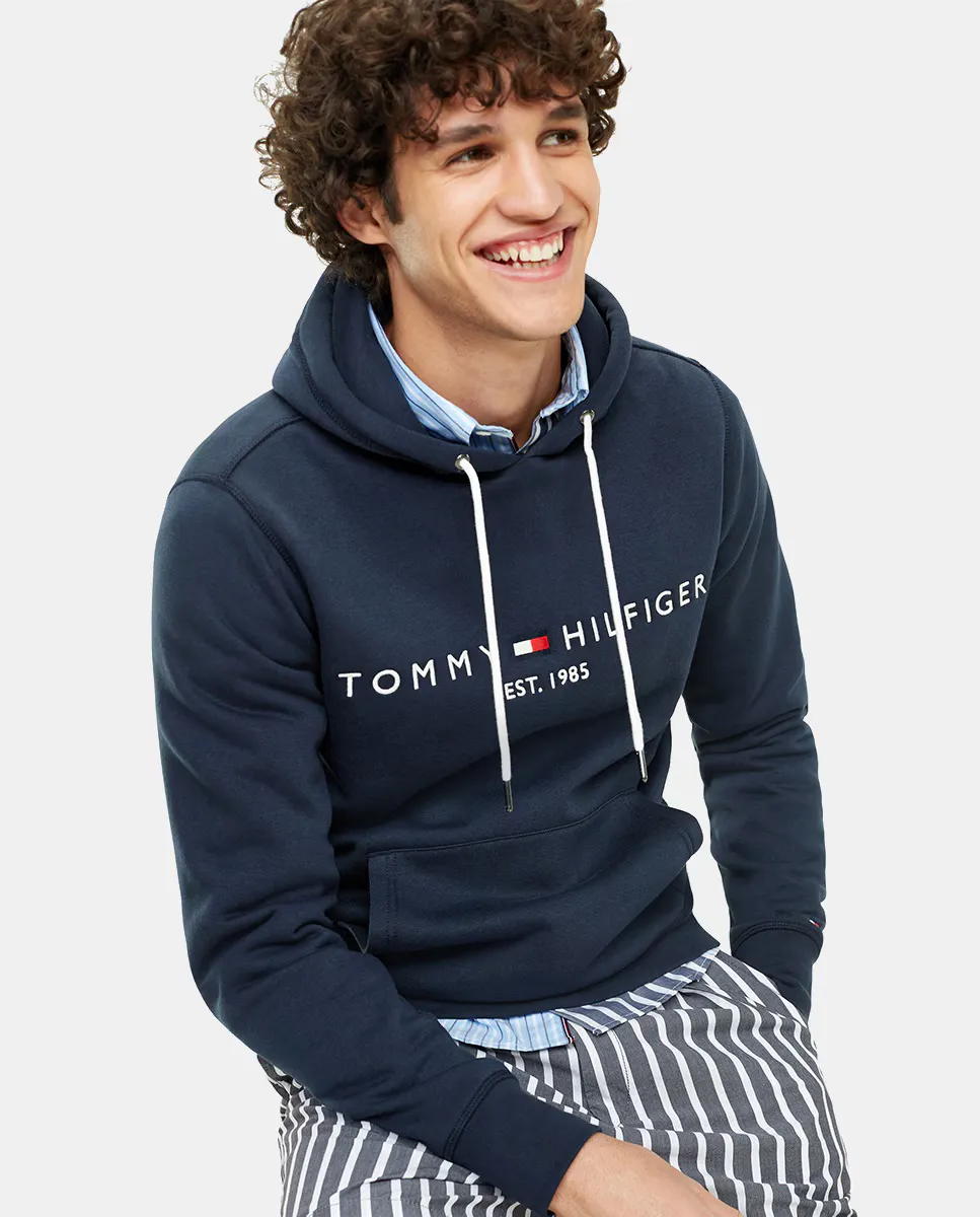 

Синяя мужская толстовка с капюшоном Tommy Hilfiger, темно-синий