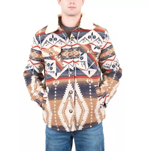 

Мужское пальто на пуговицах с воротником под искусственный шерпа Mountain And Isles, цвет geometric tribal