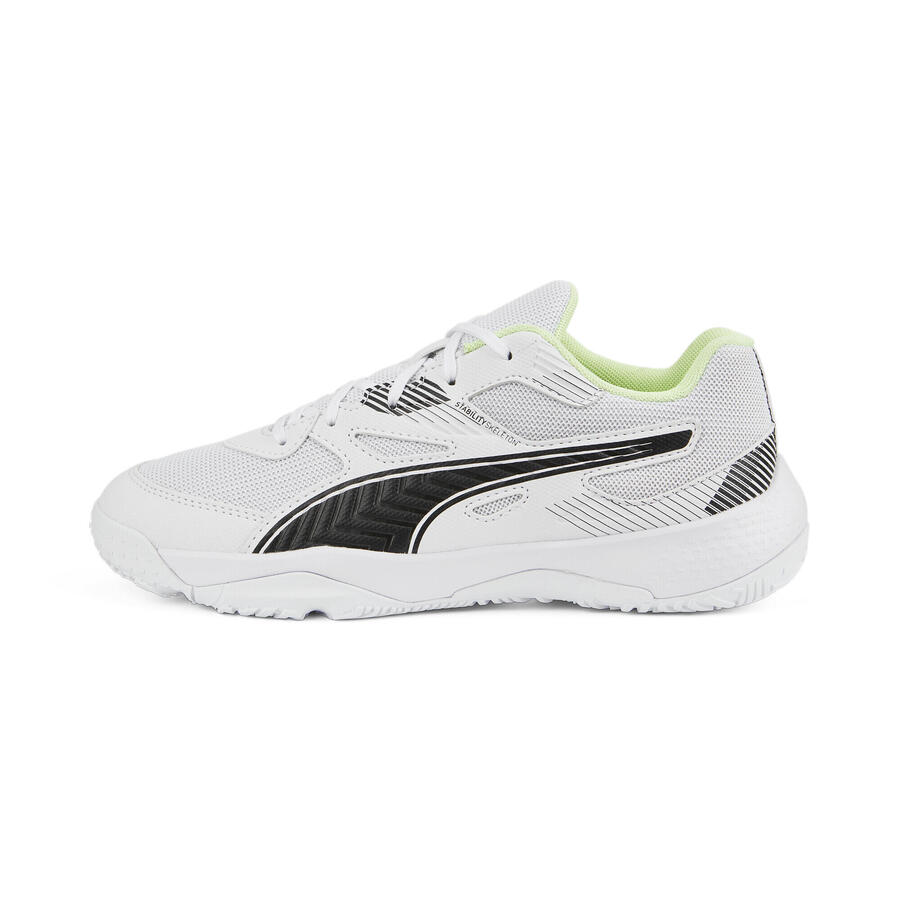 Кроссовки для занятий спортом в помещении Solarflash II, детские, PUMA, белые, чёрные, газированные, светло-жёлтые — фото 3