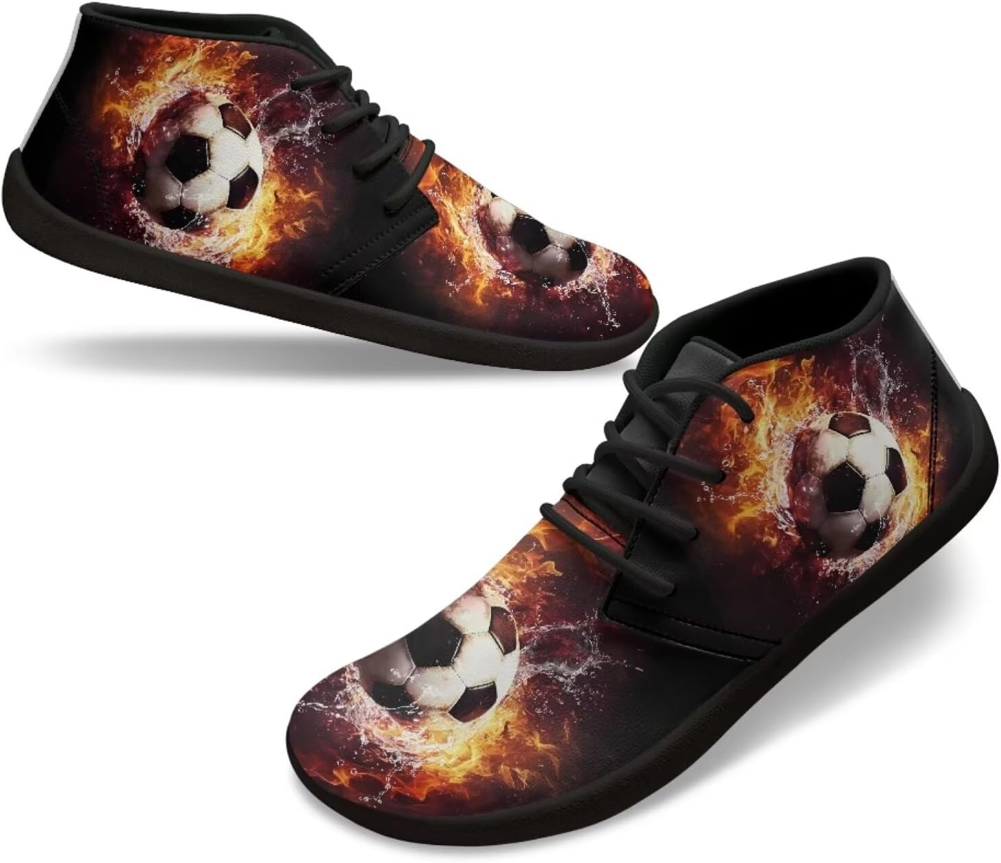 

Мужские кроссовки для ходьбы с широким носком, тренировочные кроссовки с нулевым перепадом высоты подошвы, удобная и дышащая обувь для ходьбы и бега Xixirimido, Flame Water Football