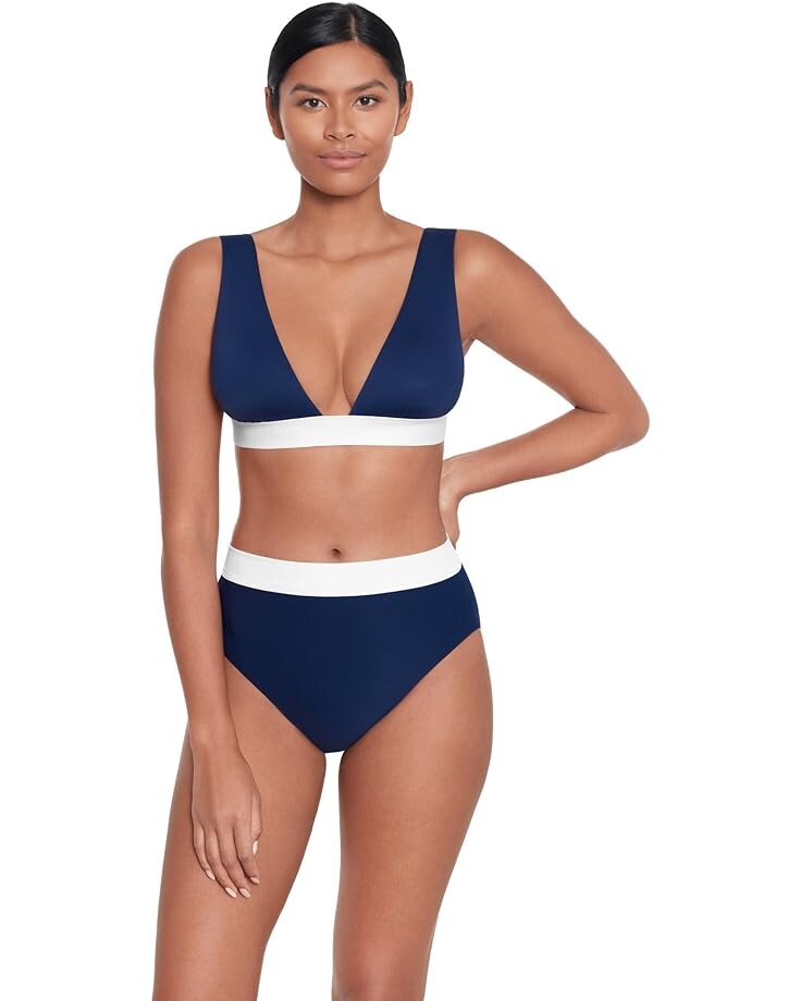 

Топ бикини LAUREN Ralph Lauren Bel Air Banded Modern V Neck, синий
