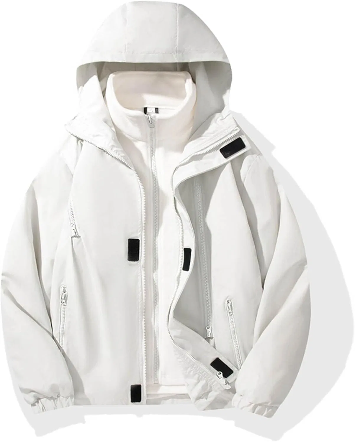 Мужская легкая куртка Casual с капюшоном Softshell Windbreaker Waterproof дождевик для походов, путешествий и велоспорта Generic, белый — фото 2