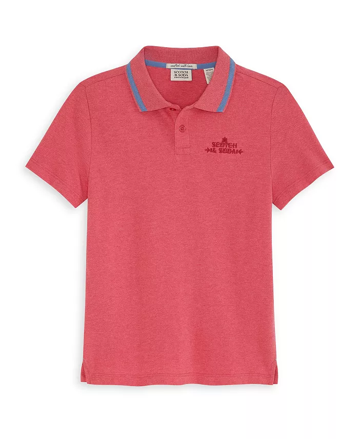 

Поло из пике с эффектом хизера для мальчиков-подростков SCOTCH & SODA, красный