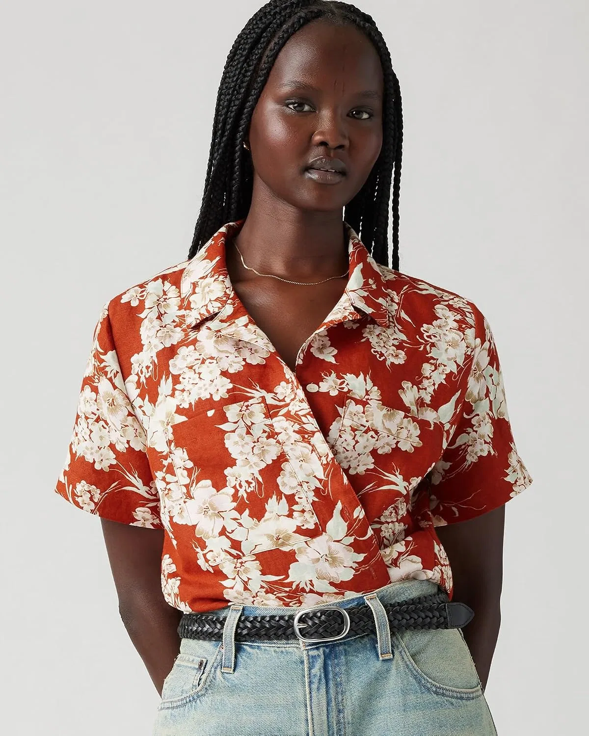 Блуза с цветочным принтом, свободная, 001HO, Levi's, разноцветная — фото 4