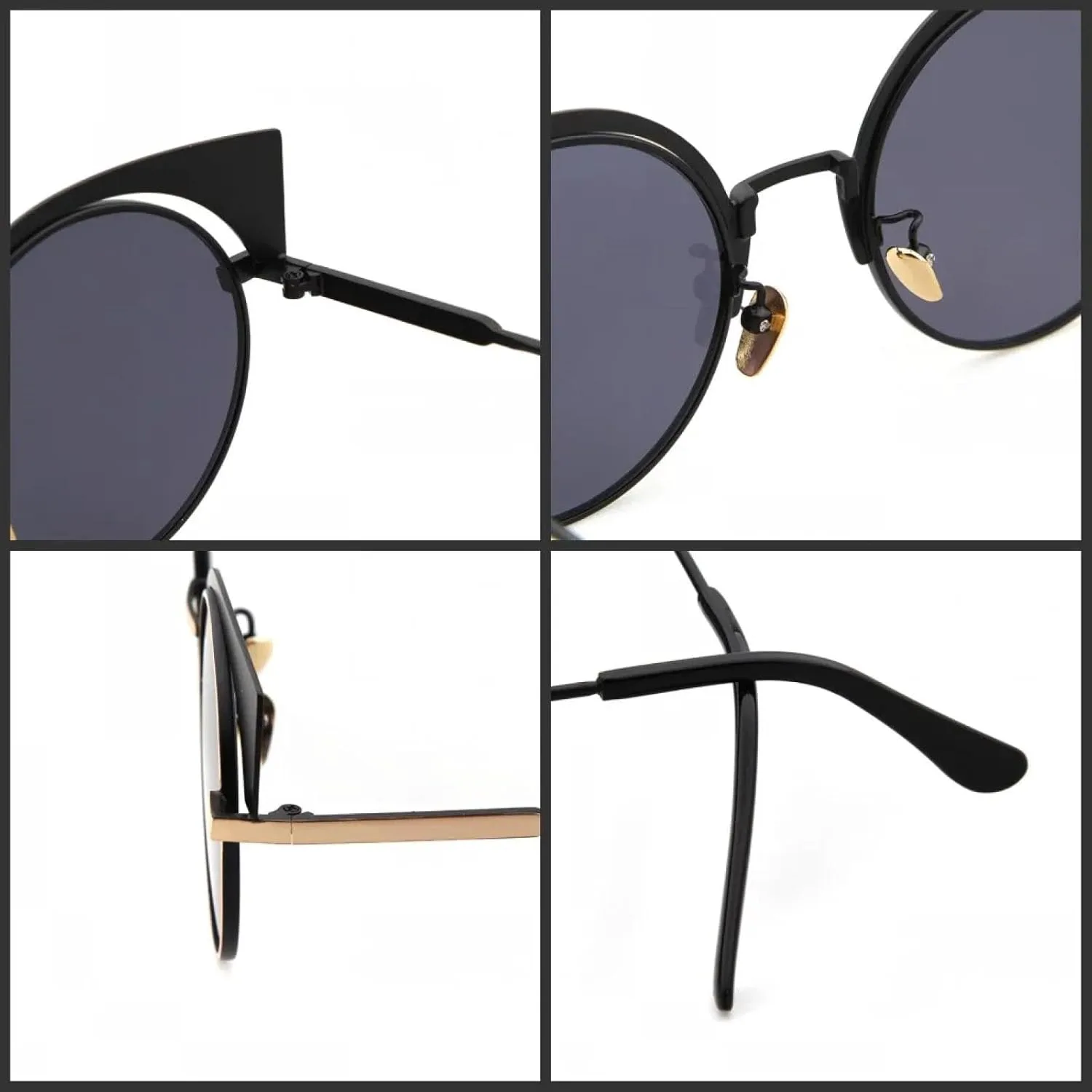 

Ретро металлические солнцезащитные очки «кошачий глаз» для женщин, увеличенная оправа, зеркальные линзы с радужным эффектом. Солнцезащитные очки WNCKSQ, C4 Blue