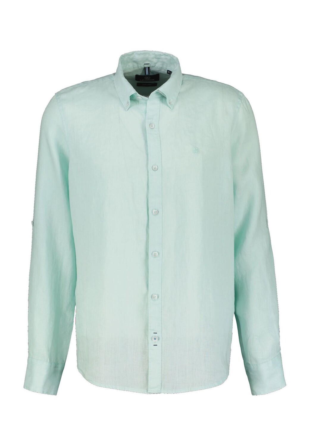 

Рубашка повседневная льняная, стандартного кроя, рукав 1/1, воротник на пуговицах, мужская LERROS, цвет Light Sea Blue