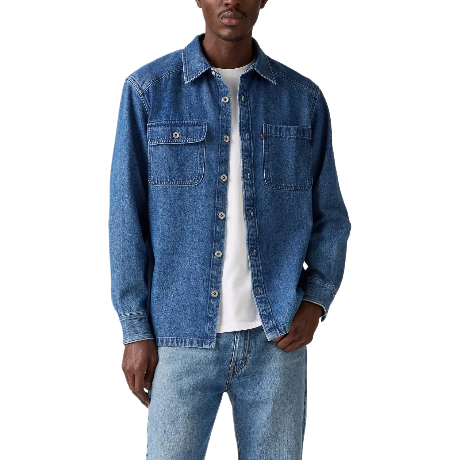 Рубашка мужская, medium, washed, лацкан, деним Levis, Medium Washed — фото 4