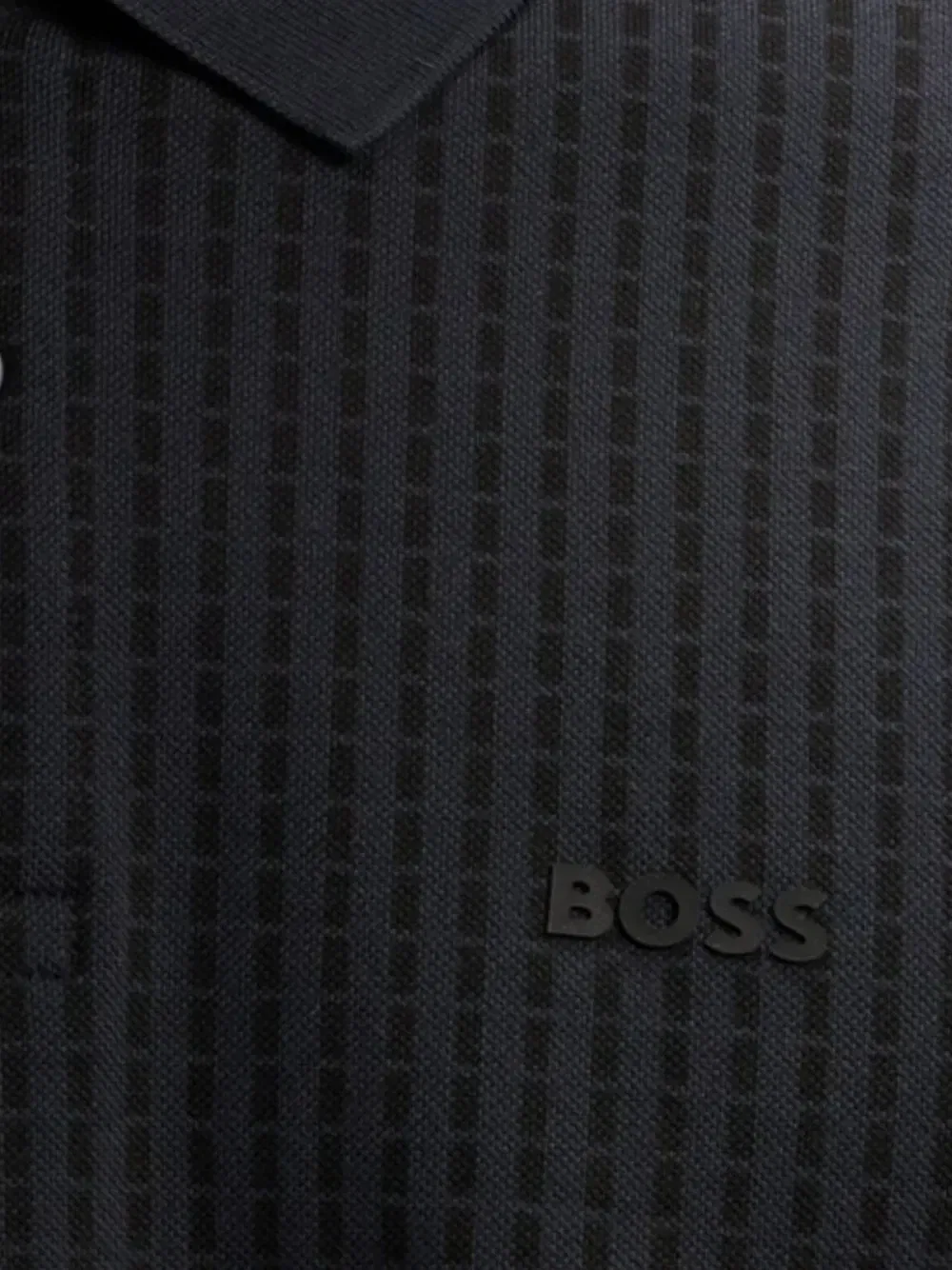 Вязаная футболка-поло фактурной вязки BOSS, синий — фото 2