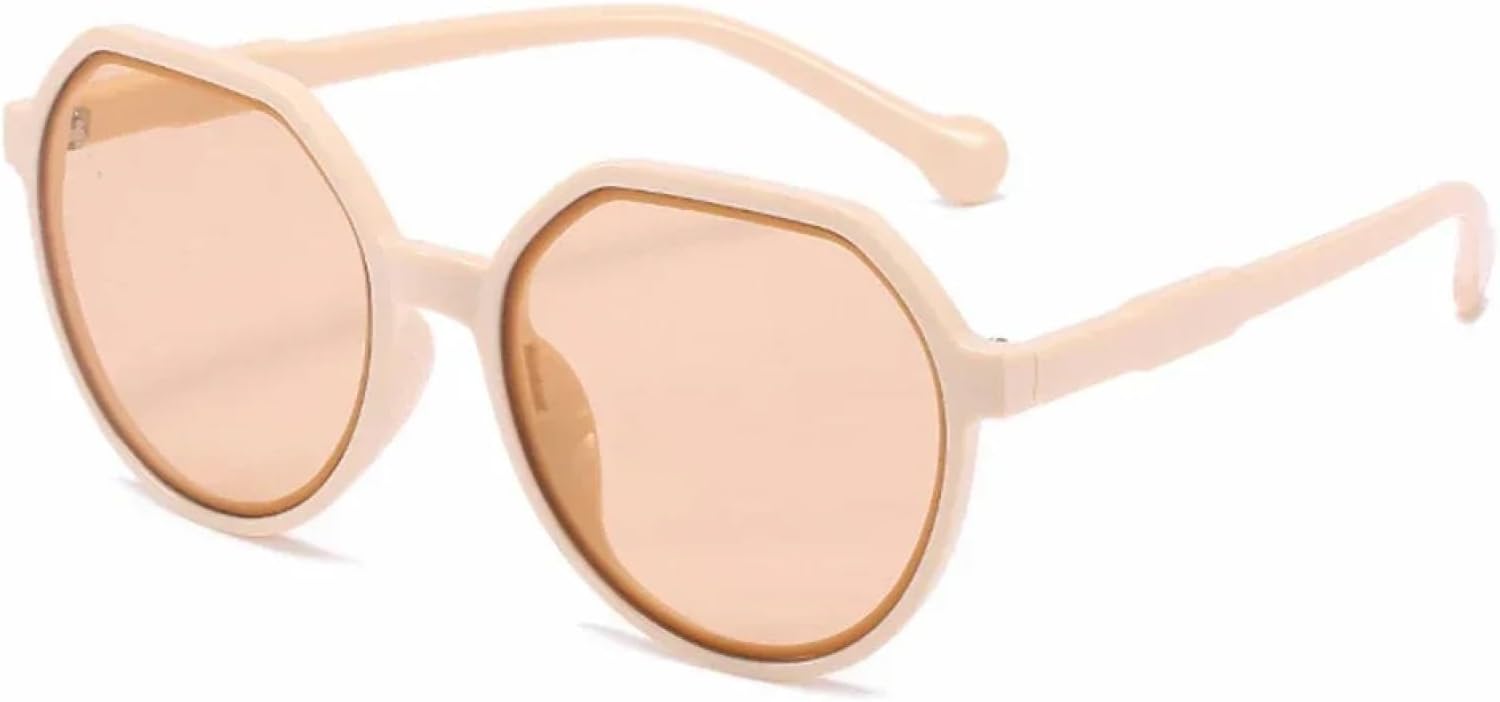 

Солнцезащитные очки с защитой от УФ-излучения UV400 | Круглая оправа, большая оправа | Для женщин и мужчин, для занятий спортом на открытом воздухе и вождения DSVIGF, Beige-tea